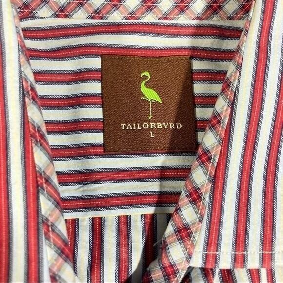 Taylorbyrd Shirt Men's Sz.L Red/Blue/Yellow‎ Striped Button Down Dressy Preppy - Picture 3 of 6